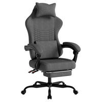 GAMING-STUHL ergonomisch Stoff Dunkelgrau mit Fußstütze - Dunkelgrau, Kunststoff (63/120.5/58.5cm) - Meubliv