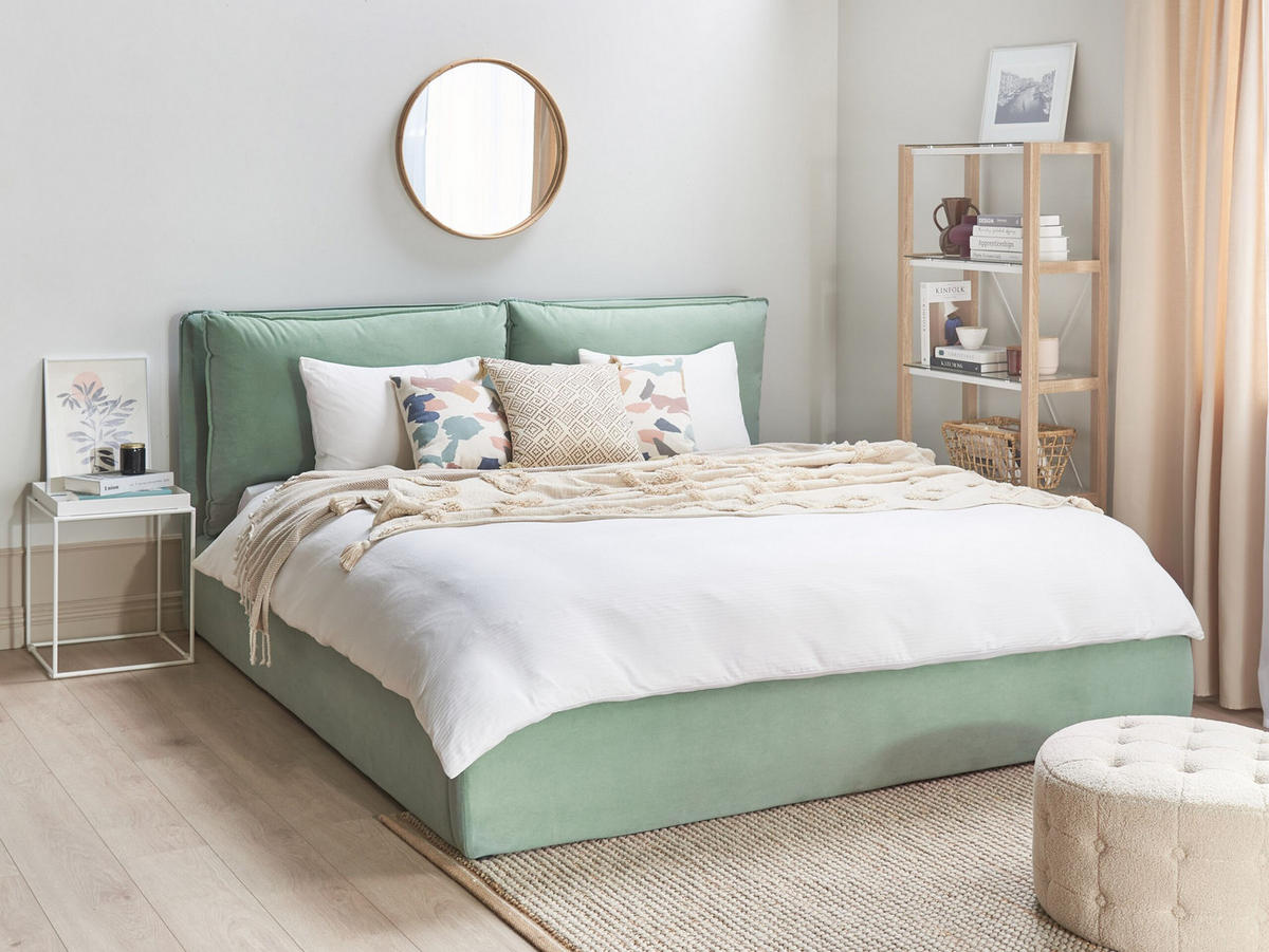 BETT 180/200cm Mintgrün Bajonna - Mintgrün, Textil (180/200cm) - Beliani