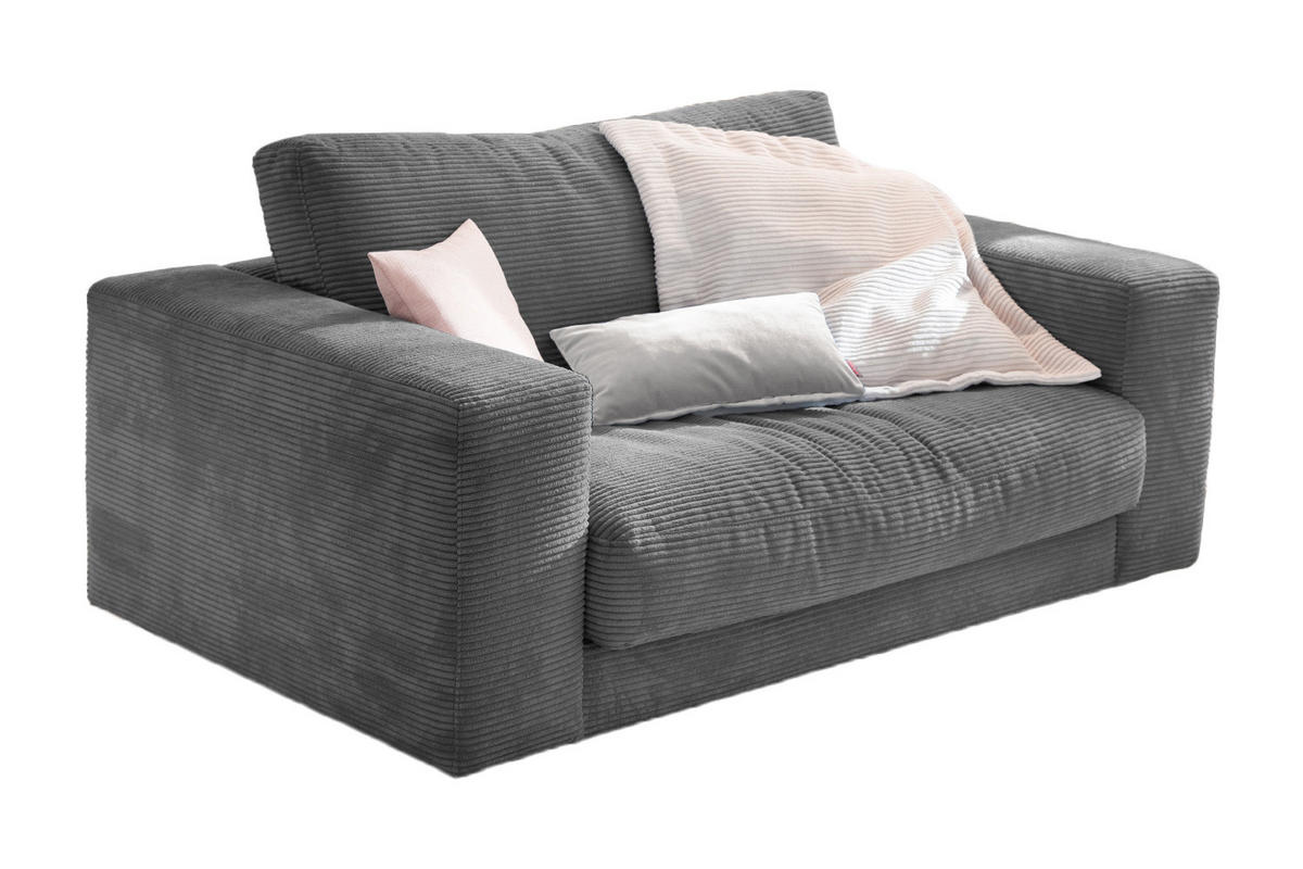 LOVESEAT MADELINE Grau Cord - Schwarz/Grau, Kunststoff/Textil (170/86/127cm) - KAWOLA