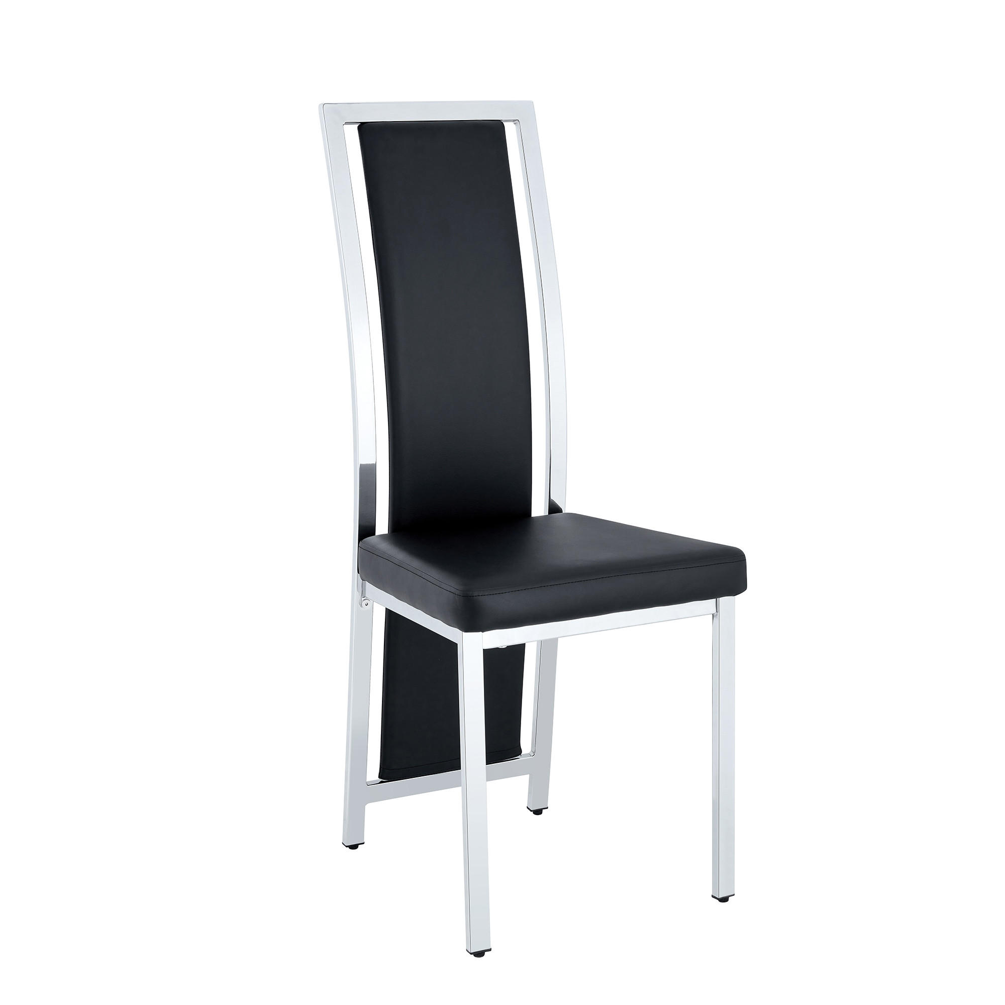 STUHL-SET DE-36611 4 Stück mit PU-Bezug und Metallrahmen Schwarz - Schwarz, Metall (42.7/109/44cm) - ComfortXL