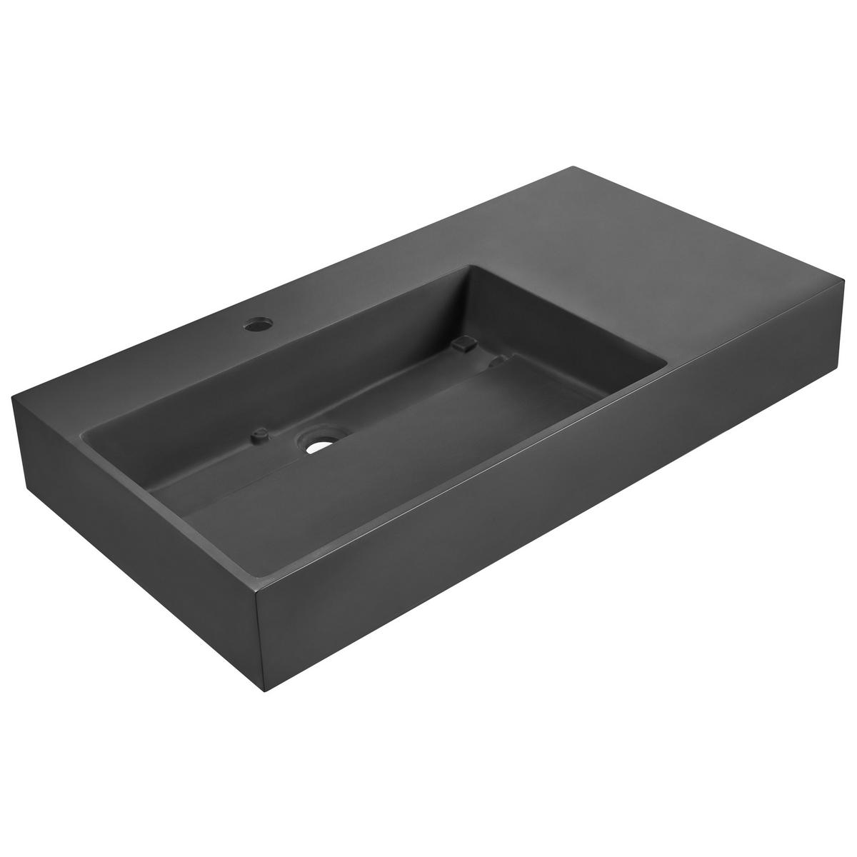 HÄNGEWASCHBECKEN Schwarz 90/48 cm Mineralguss Cusco - Schwarz, Naturmaterialien (90/13/48cm) - Beliani