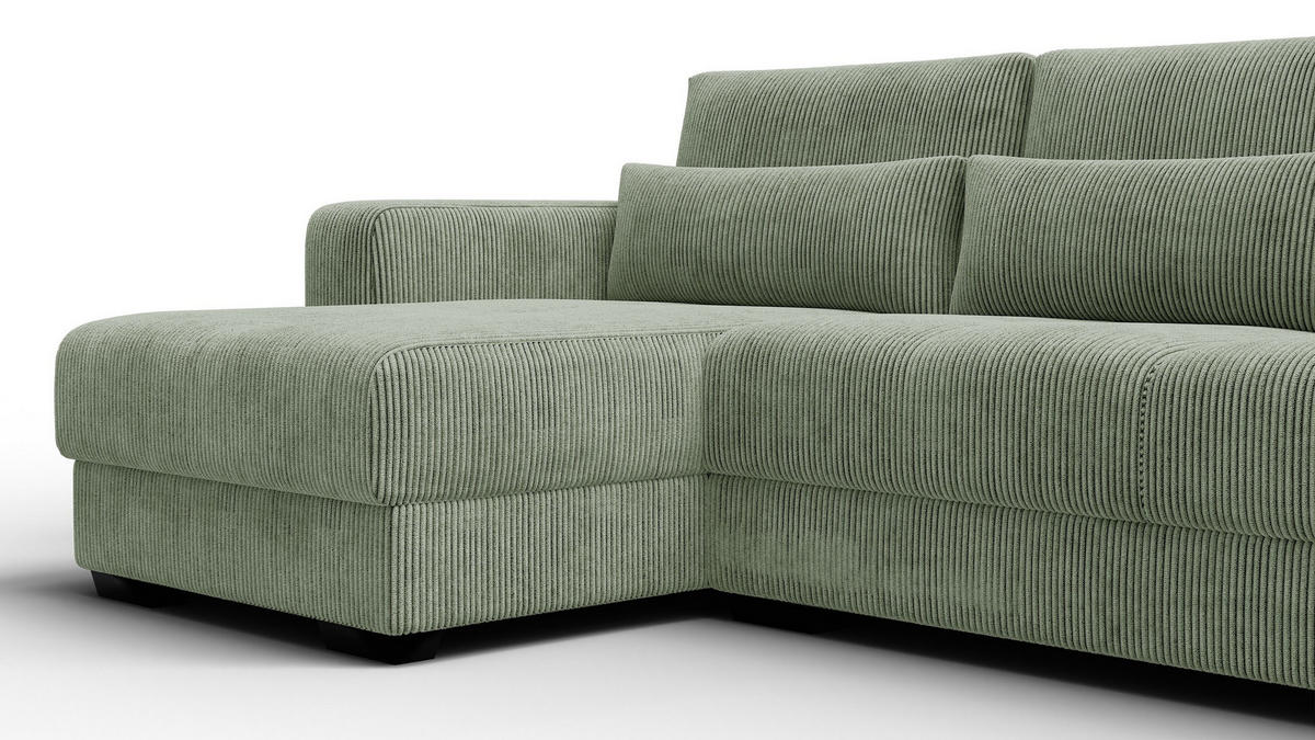ECKSOFA OLI 4-Sitzer links, salbeigrün - Salbeigrün, Holz/Textil (295/172cm) - Courtois Laville