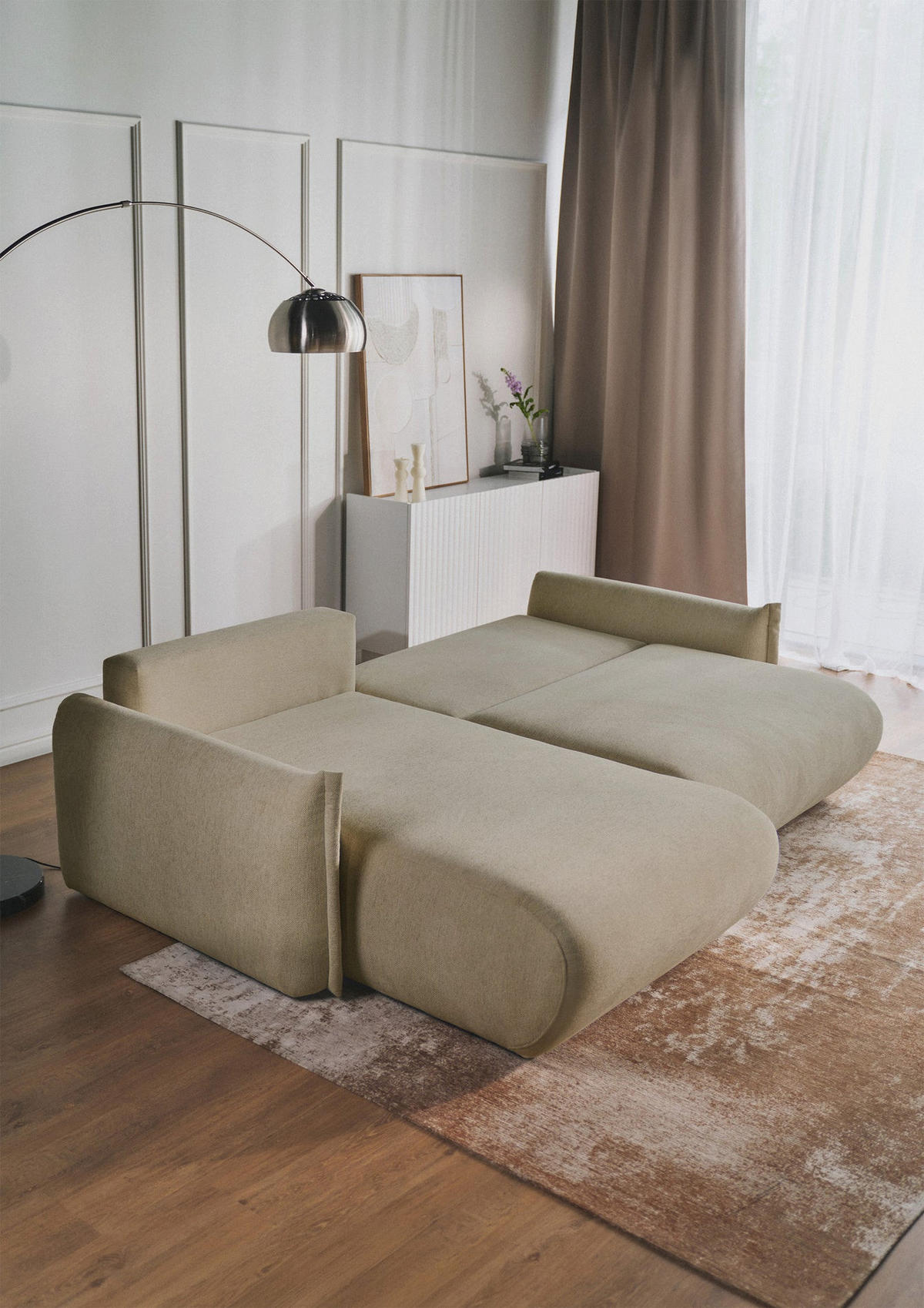 ROHOVÁ SEDAČKA Cushi béžová žinylka - černá/béžová, textil/plast (252/183cm) - Selsey