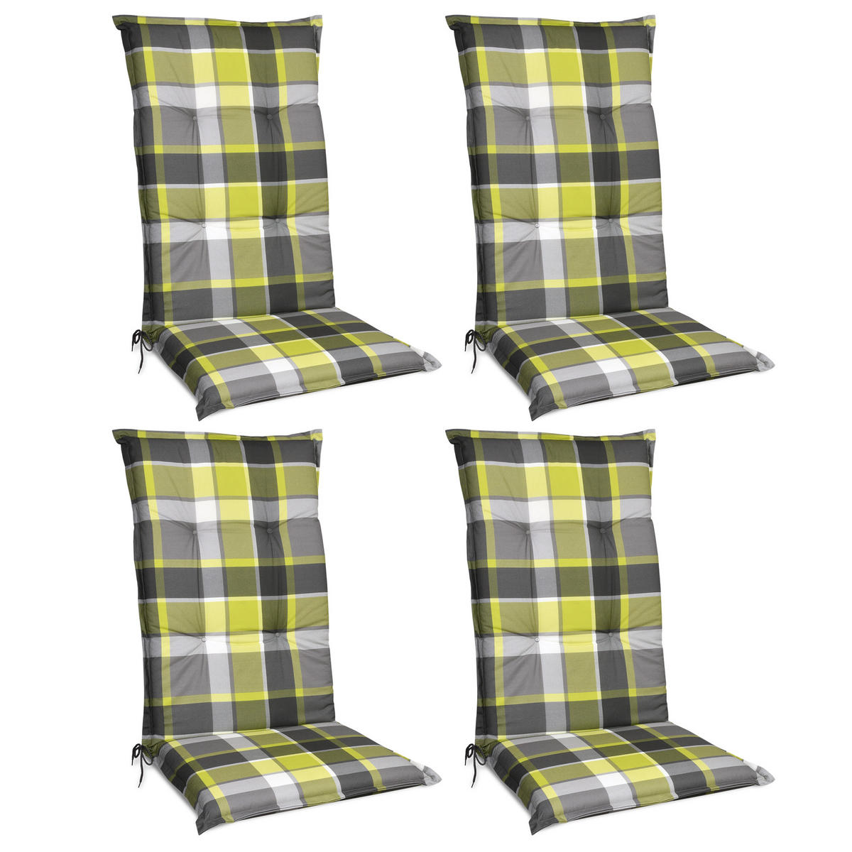 HOCHLEHNERAUFLAGE Sunny MK 120/50/6cm Grün-Kariert 4tlg - Grün, Textil (50/6/100cm) - Beautissu 