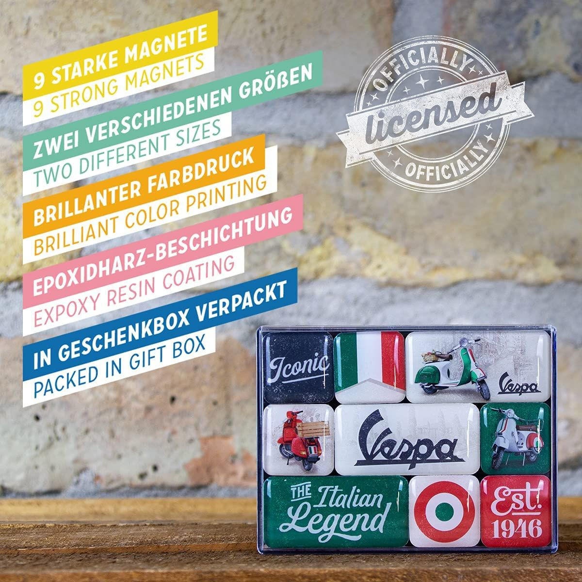 MAGNETSET 9-teilig Vespa Italian Legend - Multicolor, Metall (9/7/2cm) - Nostalgic-Art