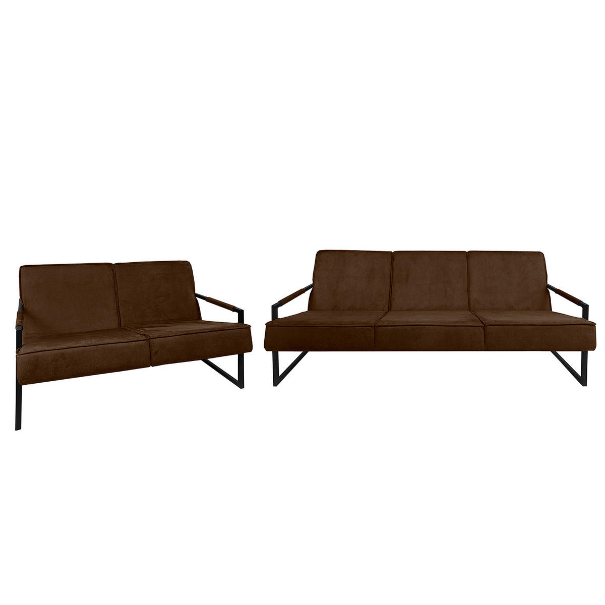 POLSTERGARNITUR (3-2) - Strukturstoff - Braun, Textil (1/1/1cm) - home24