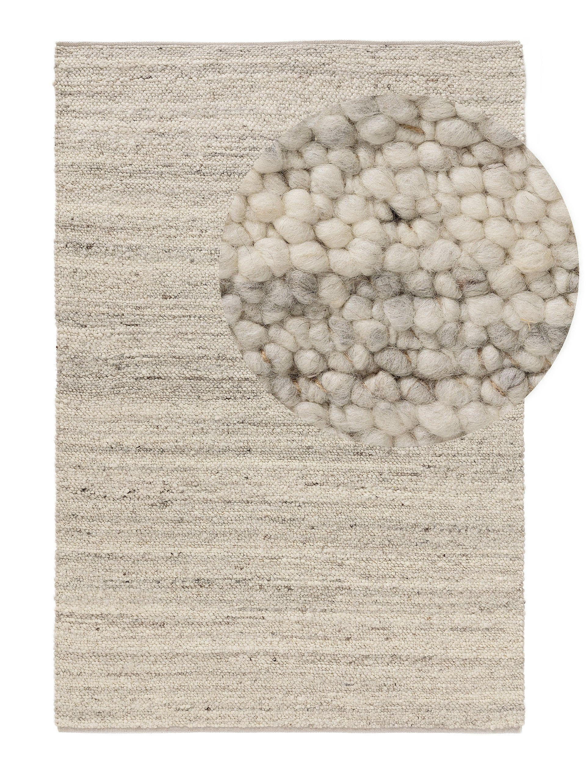 WOLLTEPPICH Finn Ivory Hellgrau 140x200 cm - Creme, Textil (140/200cm) - benuta Pure
