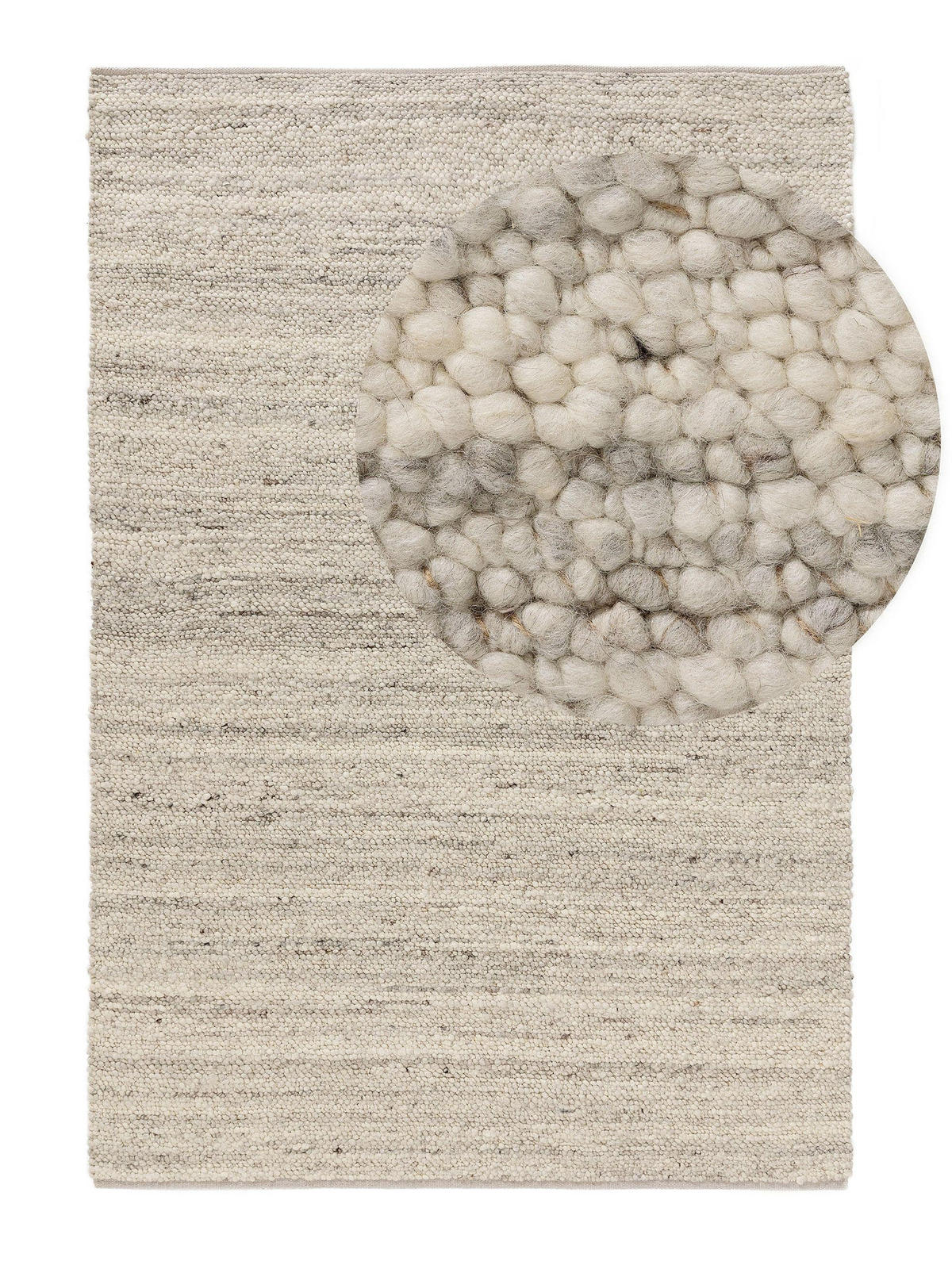 WOLLTEPPICH Finn Ivory Hellgrau 170x240 cm - Creme, Textil (170/240cm) - benuta Pure