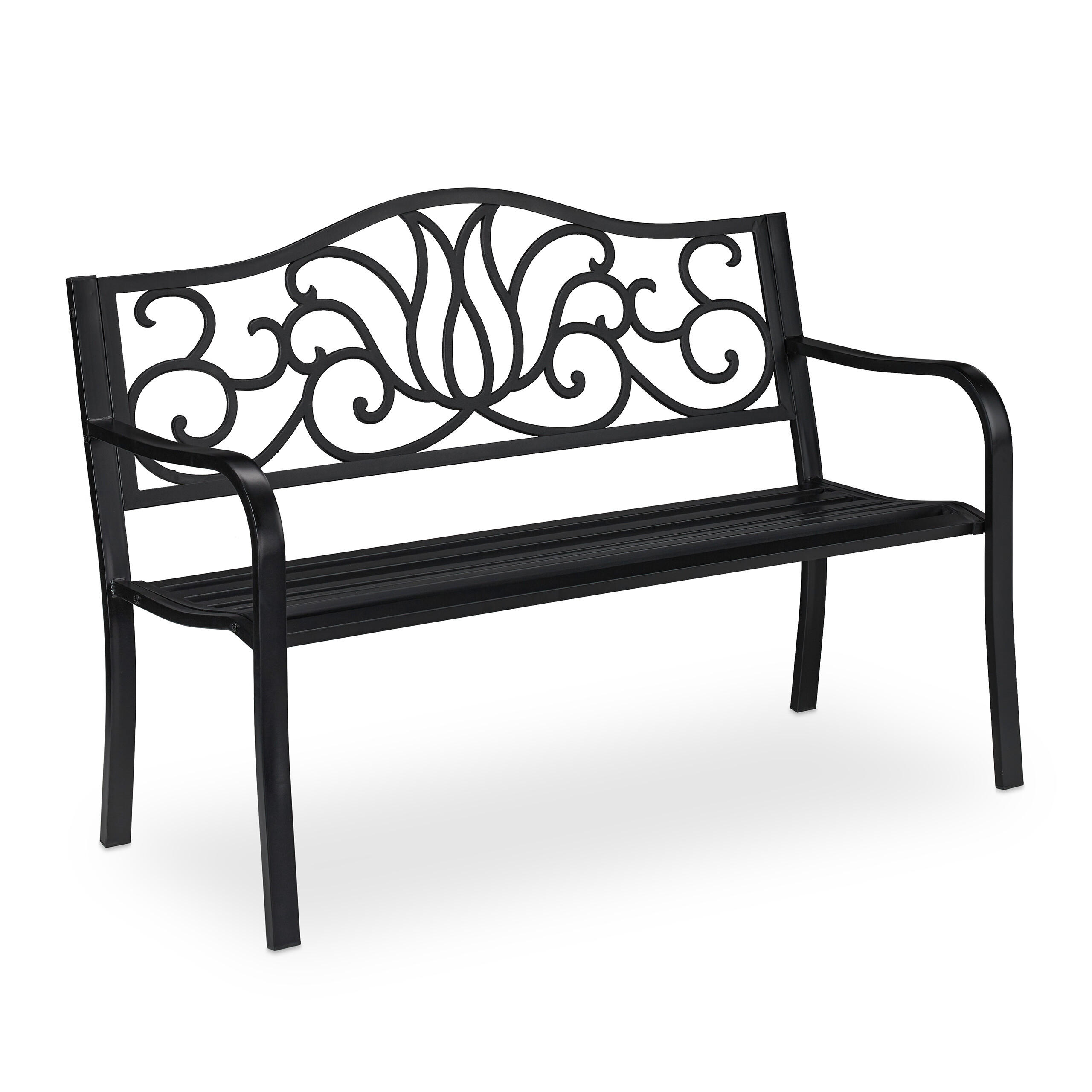 GARTENBANK - Schwarz, Metall (127.5/90/63cm) - Relaxdays