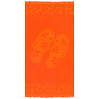 STRANDTUCH Frottee Velours Jacquard Orange 90x170 340g/m² - Kerlaz - Orange, Textil (170/90cm) - LE COMPTOIR DE LA PLAGE