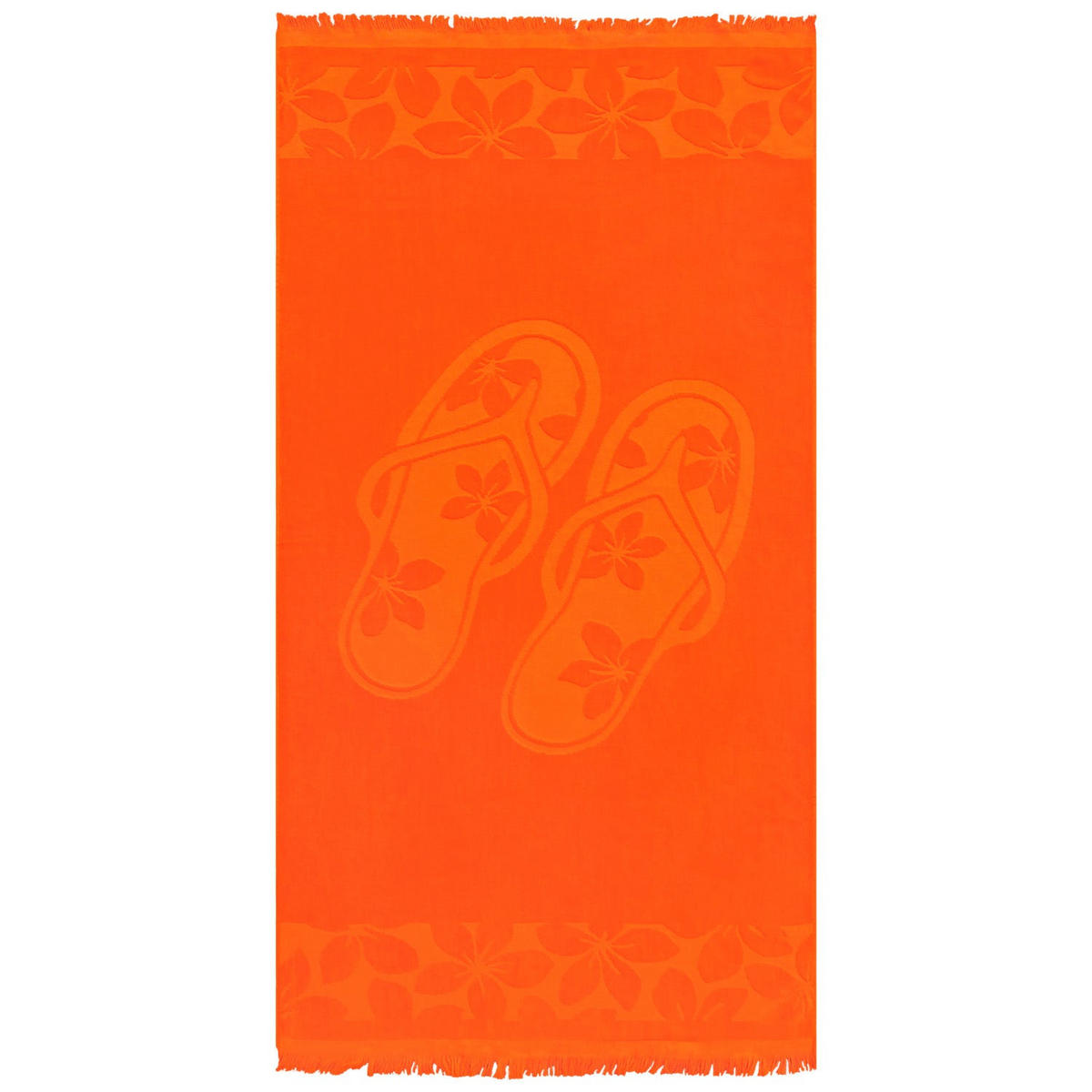 STRANDTUCH Frottee Velours Jacquard Orange 90x170 340g/m² - Kerlaz - Orange, Textil (170/90cm) - LE COMPTOIR DE LA PLAGE