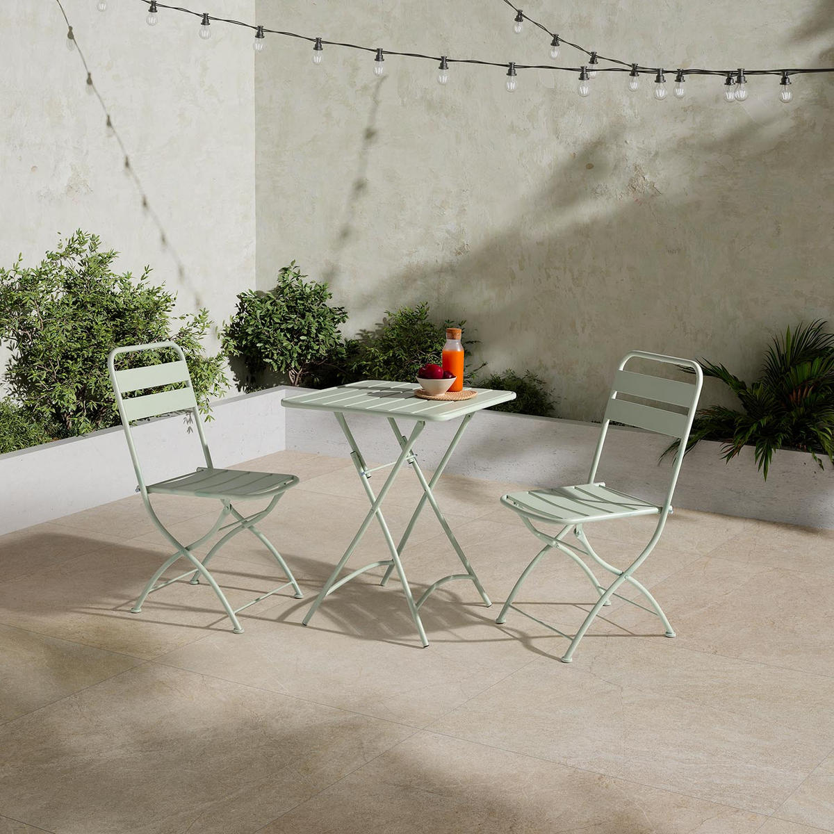 GARTENKLAPPSTUHL-SET Perla Metall - Grün, Metall (42/88/50cm) - VS Venta-stock
