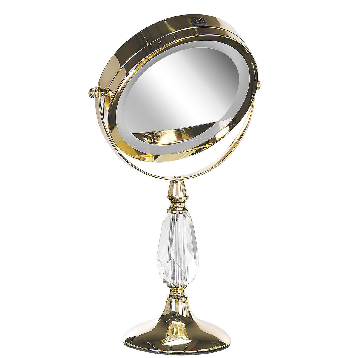KOSMETIKSPIEGEL gold mit LED-Beleuchtung 18 cm Maury - Goldfarben, Metall (18/37/12cm) - Beliani