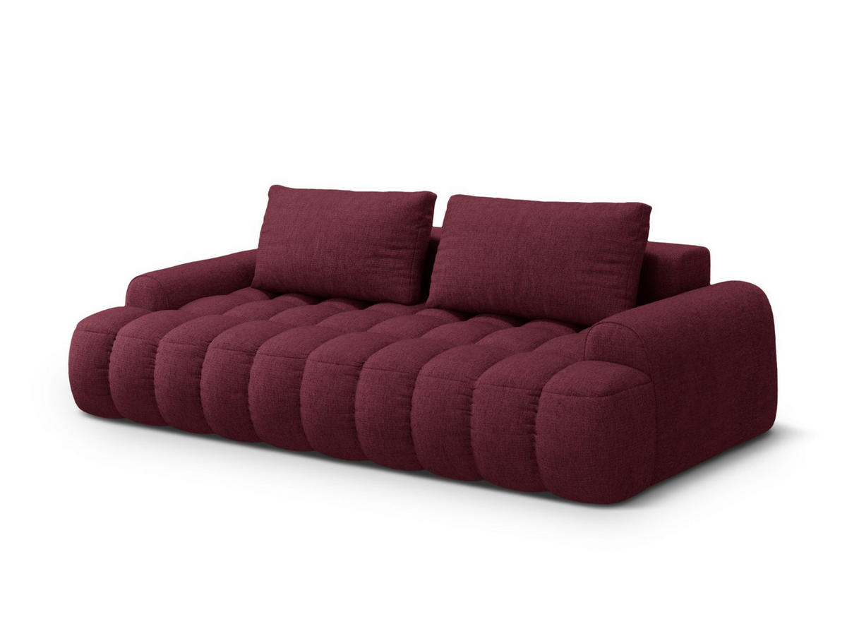 AUSKLAPPBARES-SOFA mit Bettkasten Linz aus strukturiertem Stoff burgundfarben 4 Sitzplätze - Bordeaux, Textil (100/84/250cm) - Cosmopolitan Design