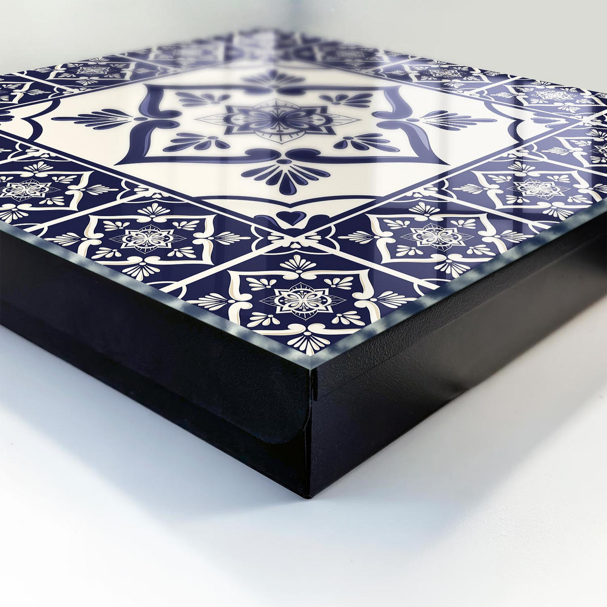 SCHLÜSSELBOX Schwarz 30x30 cm- Türöffnung nach rechts - Klassische Eleganz - Dunkelblau, Metall (30/30/5cm) - TULUP