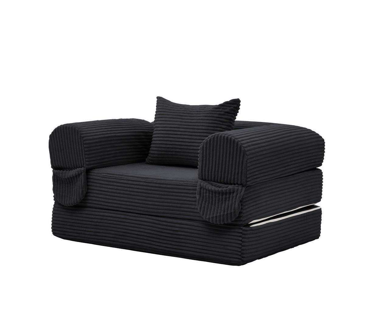 SCHLAFSOFA 2-in-1 aus Cord Schwarz - Schwarz, Kunststoff (85/65/120cm) - Meubliv