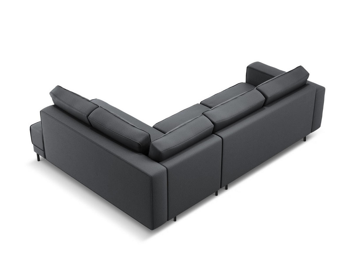 AUSKLAPPBARES-ECKSOFA rechts Caro aus strukturiertem Stoff dunkelgrau 5 Sitzplätze - Dunkelgrau, Textil (187/247cm) - Micadoni