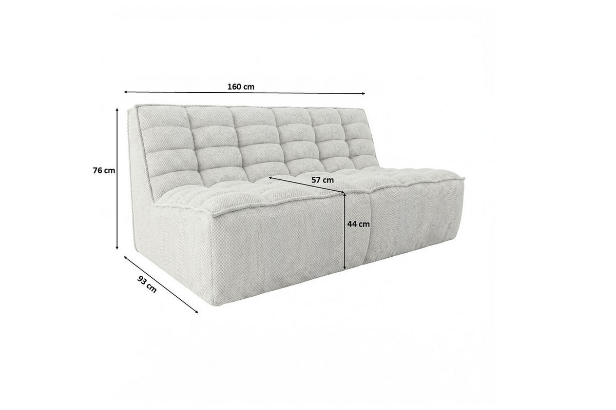 POHOVKA 2místná modulární, plyšová tkanina Pop, Ice, LAZY - bílá, dřevo (160/76/93cm) - Kaiser Möbel
