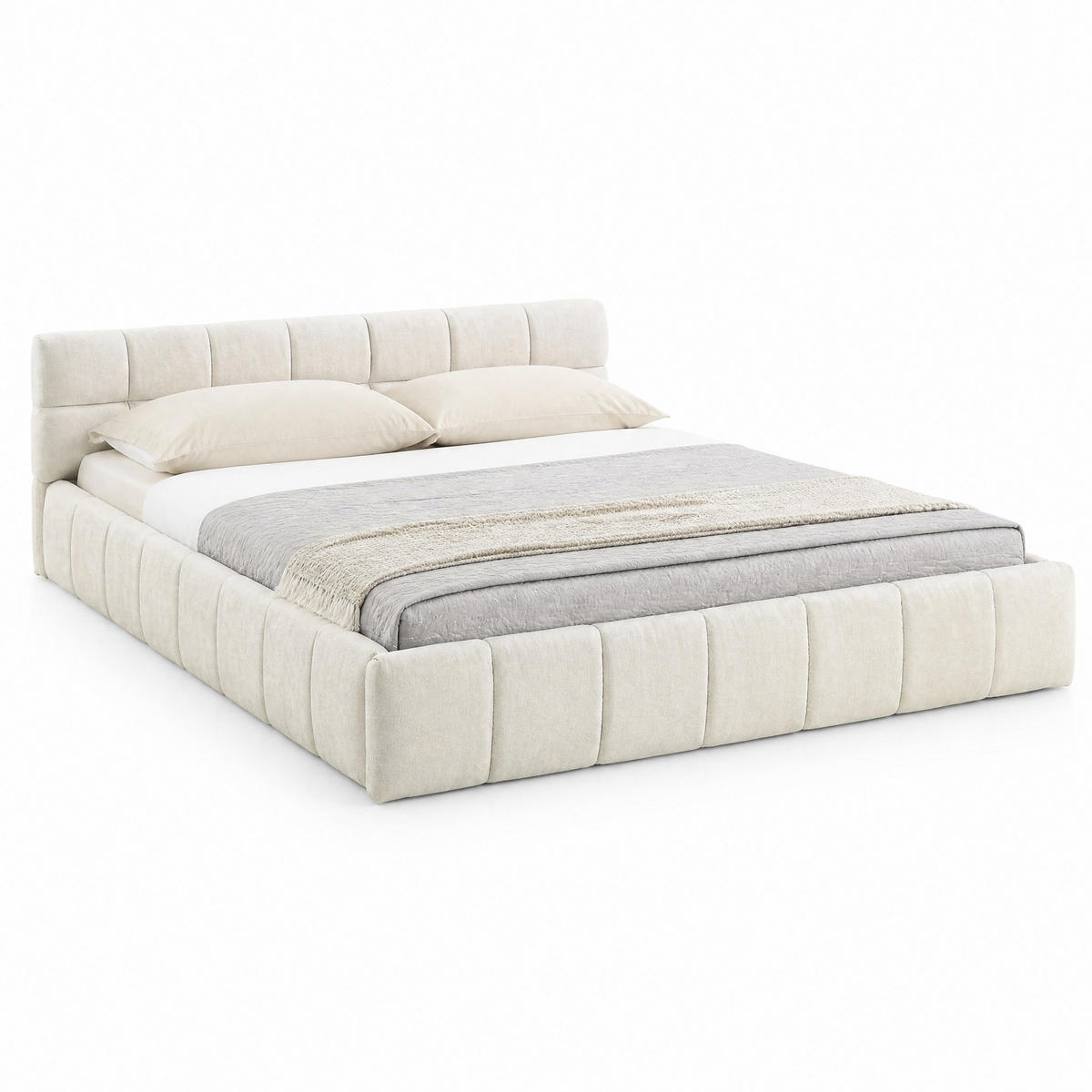 ČALOUNĚNÁ POSTEL 140/200 cm v béžové barvě z chenillu - béžová, kov/kompozitní dřevo (140/200cm) - CHICFURN