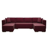 WOHNLANDSCHAFT Vinoria Bordeaux 327/180/82 cm mit Schlaffunktion - Chromfarben/Bordeaux, Textil/Metall (327/82/180cm) - AX Living