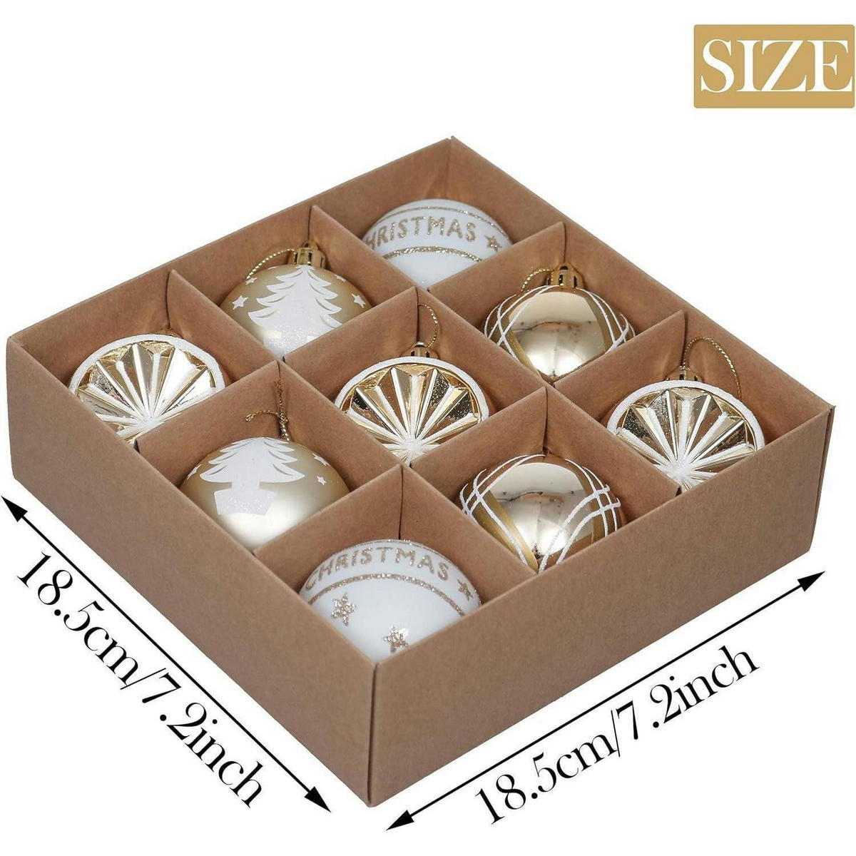 WEIHNACHTSKUGELN 9-teiliges Set 6 cm Gold Weiß - Multicolor, Kunststoff (6/6/6cm)