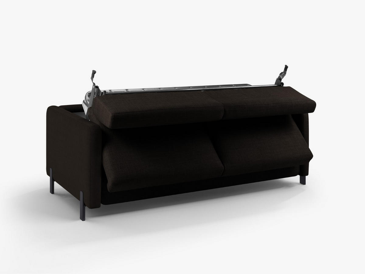 SOFA ausklappbar Gloria aus strukturiertem Stoff dunkelgrau 3 Sitzplätze - Dunkelgrau, Textil (102/80/202cm) - Micadoni
