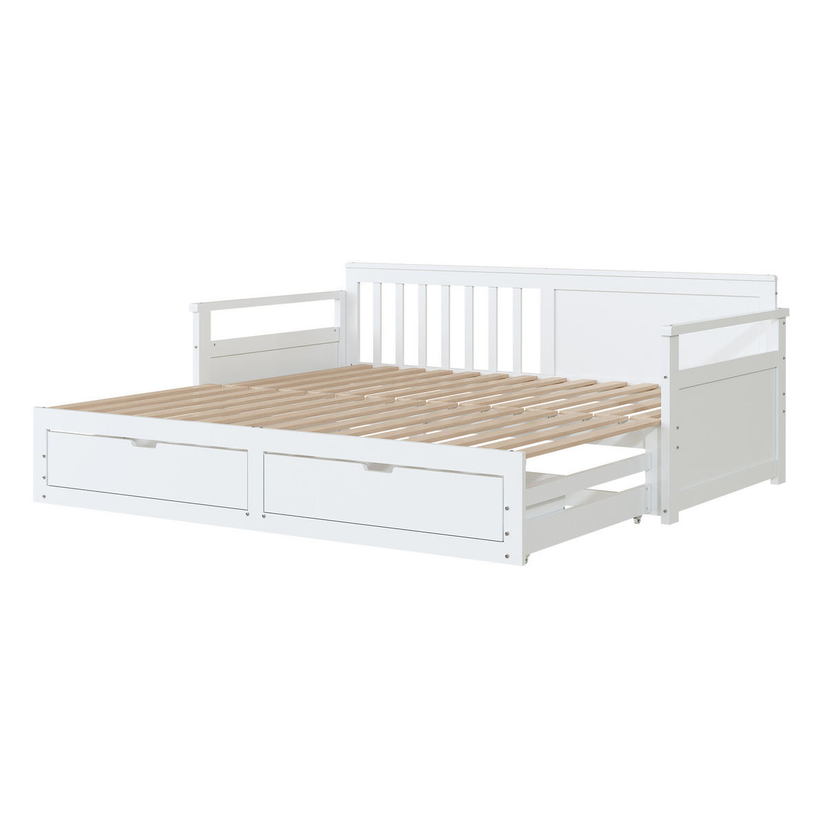 TAGESBETT 90/180/190 cm Weiß mit Schubladen und Ausziehbett - Weiß, Holz (180/190cm) - OKWISH