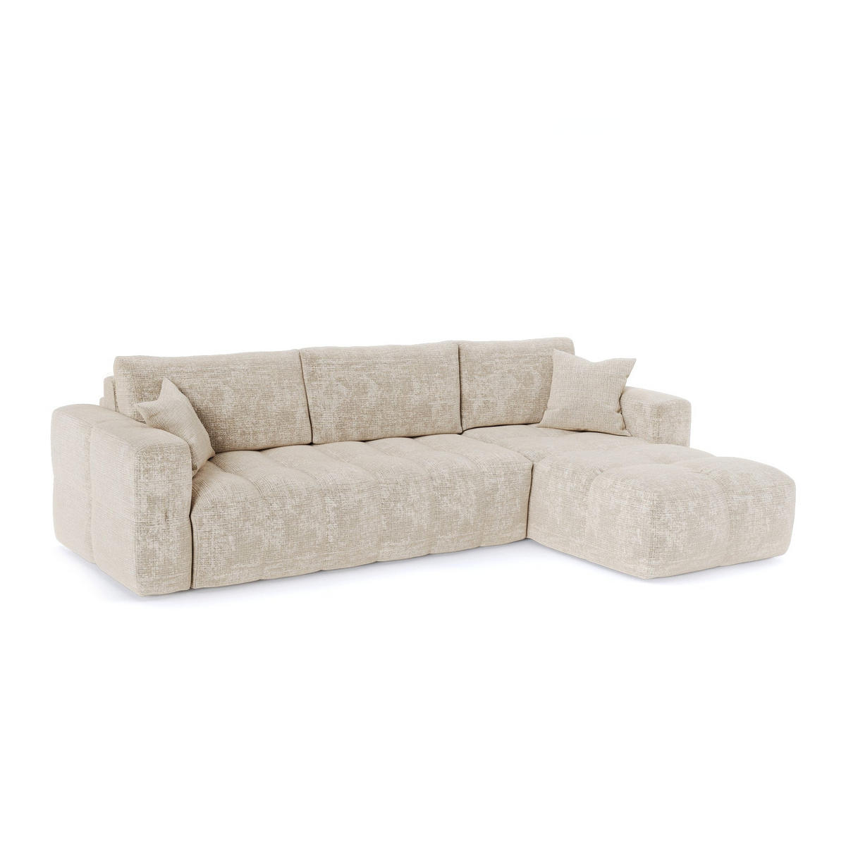 ECKSOFA rechtwinklig VIBE Geprägter Samt Creme 286cm - Creme, Textil (286/165cm) - Premium Interiors