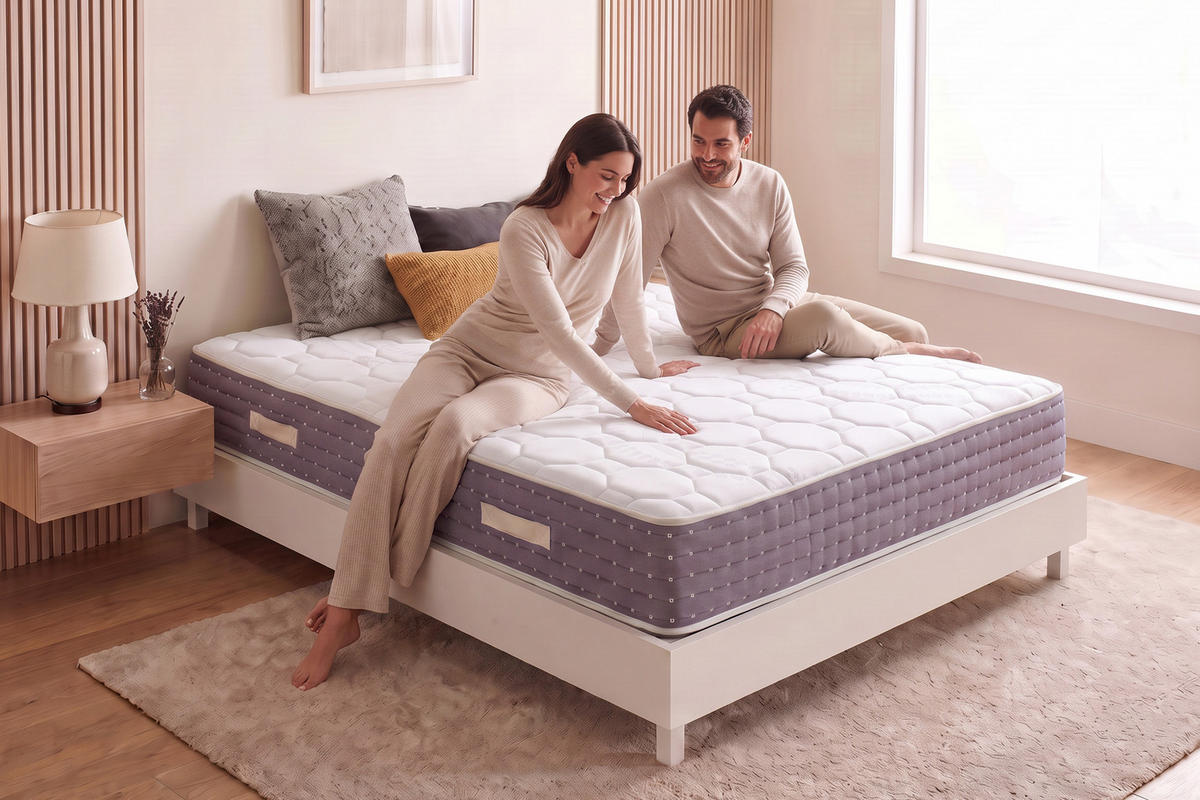 MATRATZE Grand Spring Hotel - 200X200 cm- Härtegrad H3/H4 - Grau, Textil (200/200cm) - Moonia