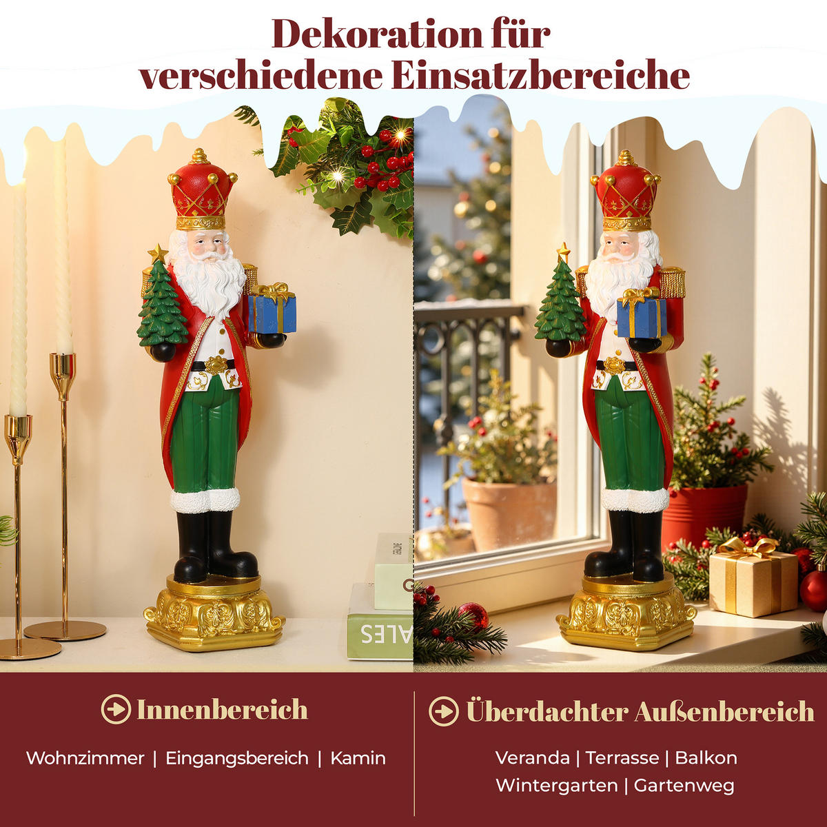 NUSSKNACKER Figur B14 x T11 x H45.5 cm - Rot, Kunststoff (11/45.5/14cm) - Hometopia