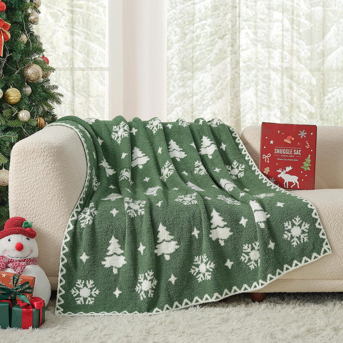 DECKE – Weihnachtsdecke – 150 x 130 cm – Grün - Grün, Textil (150/130cm)