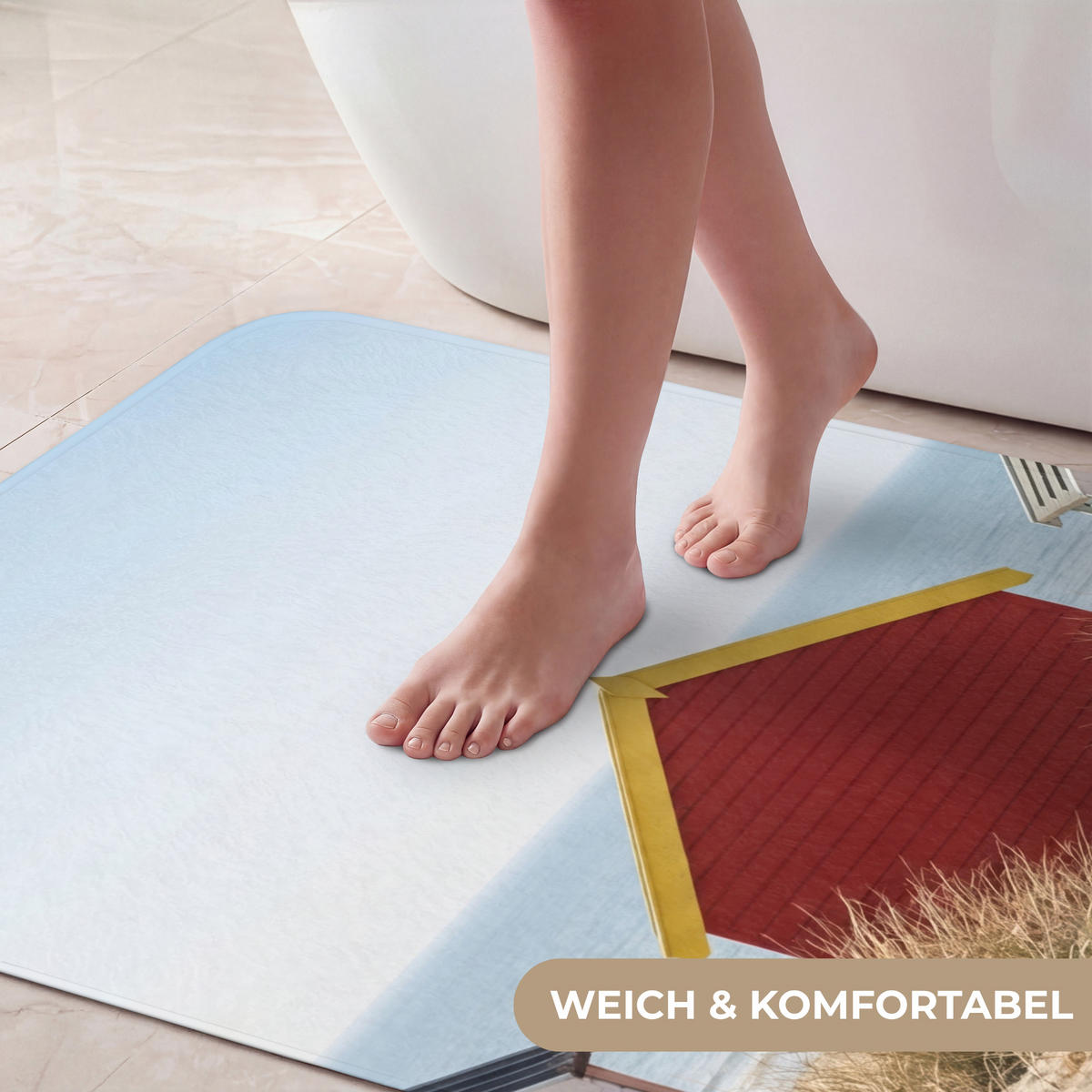 KOUPELNOVÁ PŘEDLOŽKA Pláž - Chaty - Barevné - Duny 60x90 cm - různobarevná, textil/plast (60/90cm) - OnlyWow