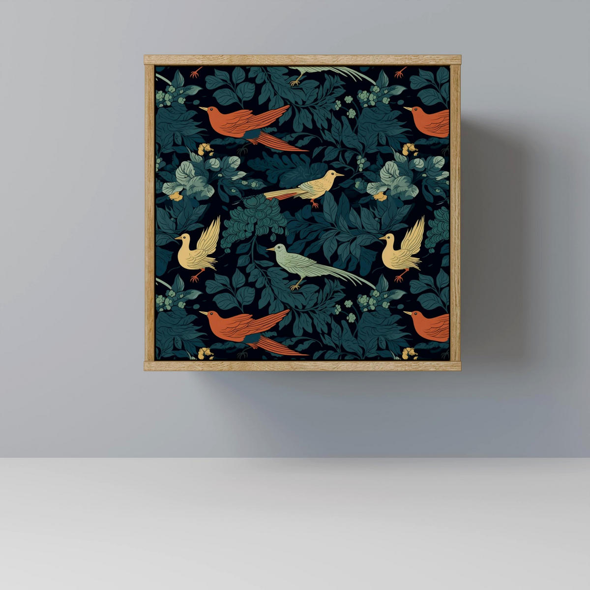 SIDEBOARD FOWL ORNAMENT, Eichefarben, 57,5x42x77,5 cm, Schräge Buchenholzfüße - Eichefarben/Buchefarben, Holzwerkstoff/Buchenholz (57.5/77.5/42cm) - SpaceRebels