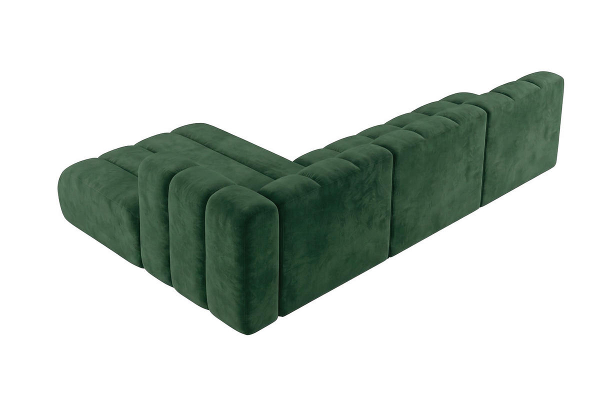 ECKSOFA Modulares In L-Form, Velvet-Stoff Riviera, Grün, Links, GRAND 295 cm - Grün, Holz (295/179cm) - Kaiser Möbel