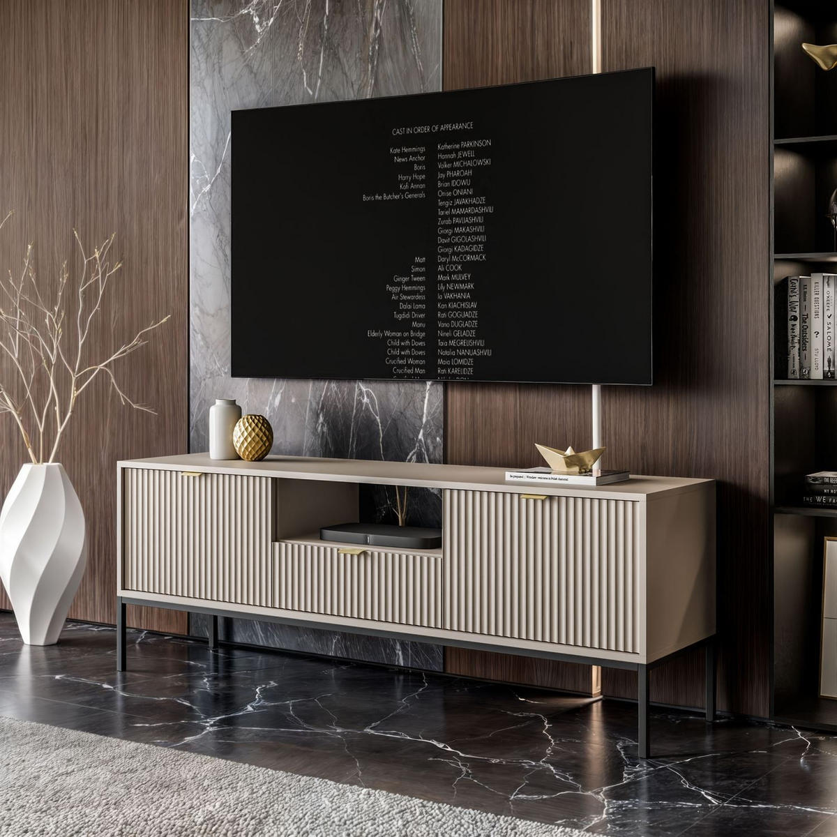 TV-ELEMENT CORTADO RTV154 KASCHMIR - Beige, Holzwerkstoff (154/56/39cm) - Lookway