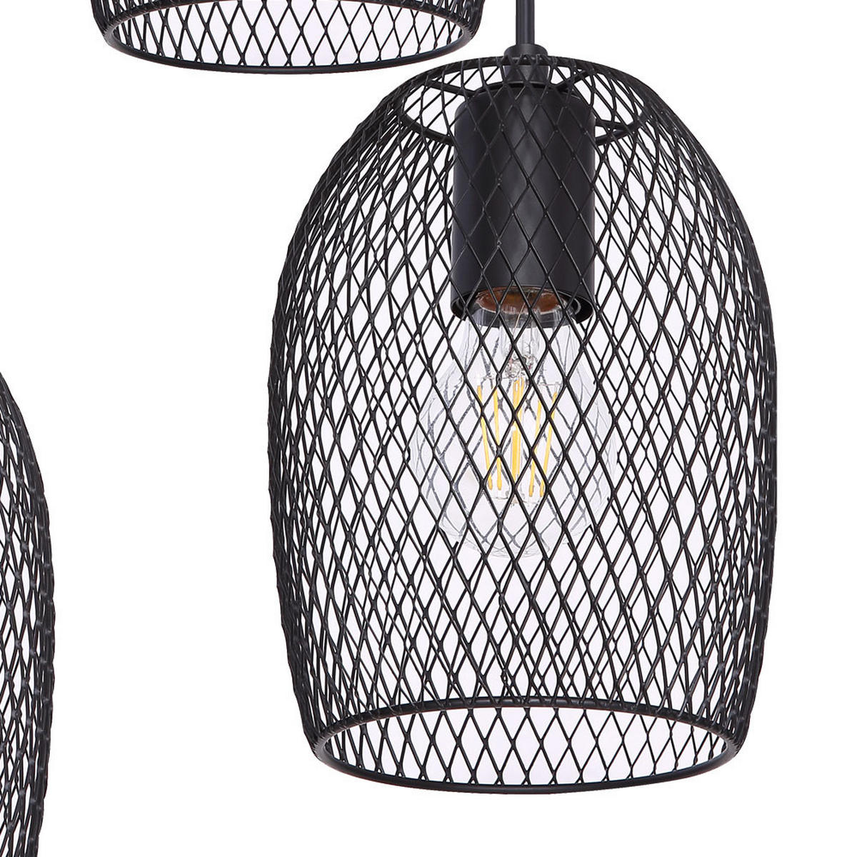 HÄNGELEUCHTE Metall Gitter Schwarz - Schwarz, Metall (75/75/150cm) - Globo Lighting