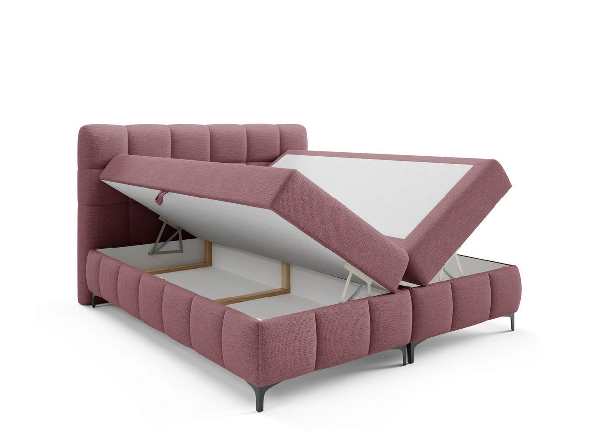 BOXBETT mit Stauraum und Topper 180x200 cm Altrosa - Mauve, Textil (180/200cm) - Home Collective
