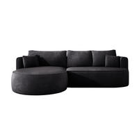 ECKSOFA FIORE-L Moderne Ausziehbare Schlaf-Funktion, automatischer Auffaltung, lose Rückenkissen freistehend LINKS 284x183x82 cm cm Black - Schwarz, Holz/Textil (183/284cm) - DomoHome