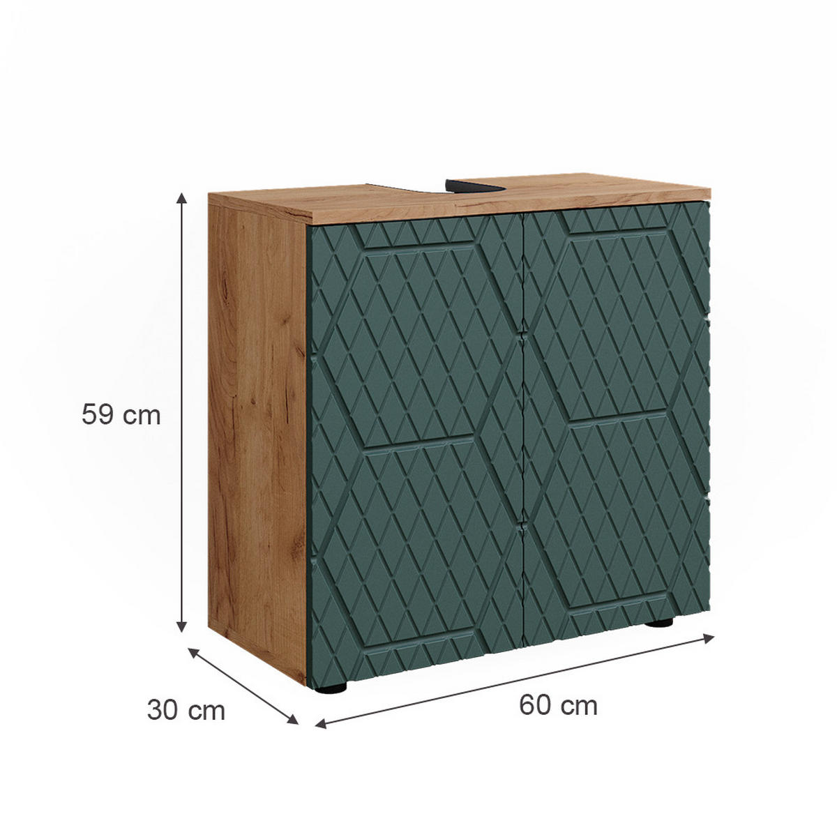 WASCHBECKENUNTERSCHRANK Irma Grün 60 x 59 cm - Grün, Holzwerkstoff (60/59/30cm) - Vicco