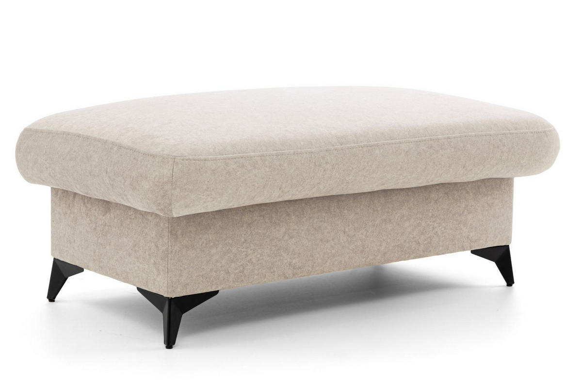 POUF PLAZA 115 x 67 cm Velours Beige - Beige/Schwarz, Holz/Textil (115/43/67cm) - Muffo