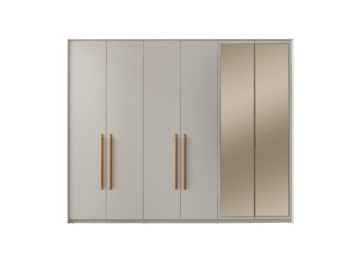 KLEIDERSCHRANK Giza 6 trg. - Beige, Holzwerkstoff (260/215/60cm)