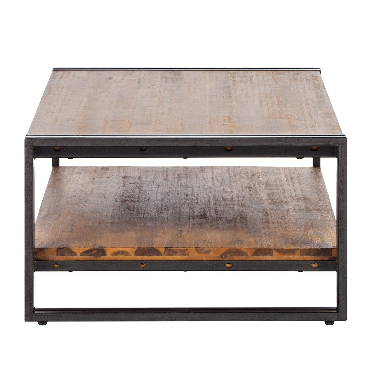 COUCHTISCH mit Ablage - 110 cm - Akazie massiv / Stahl - Akazie / Anthrazit - Akaziefarben/Grau, Holz/Metall (70/110/40cm) - home24