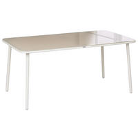 ZAHRADNÍ STŮL 160/90 cm Kov Světle béžový Caravino - béžová, kov (160/90/74cm) - Beliani