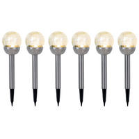 LED AUSSENLEUCHTE Glaskugel Silber 6er Set - Silberfarben, Glas (8/8/34.5cm)
