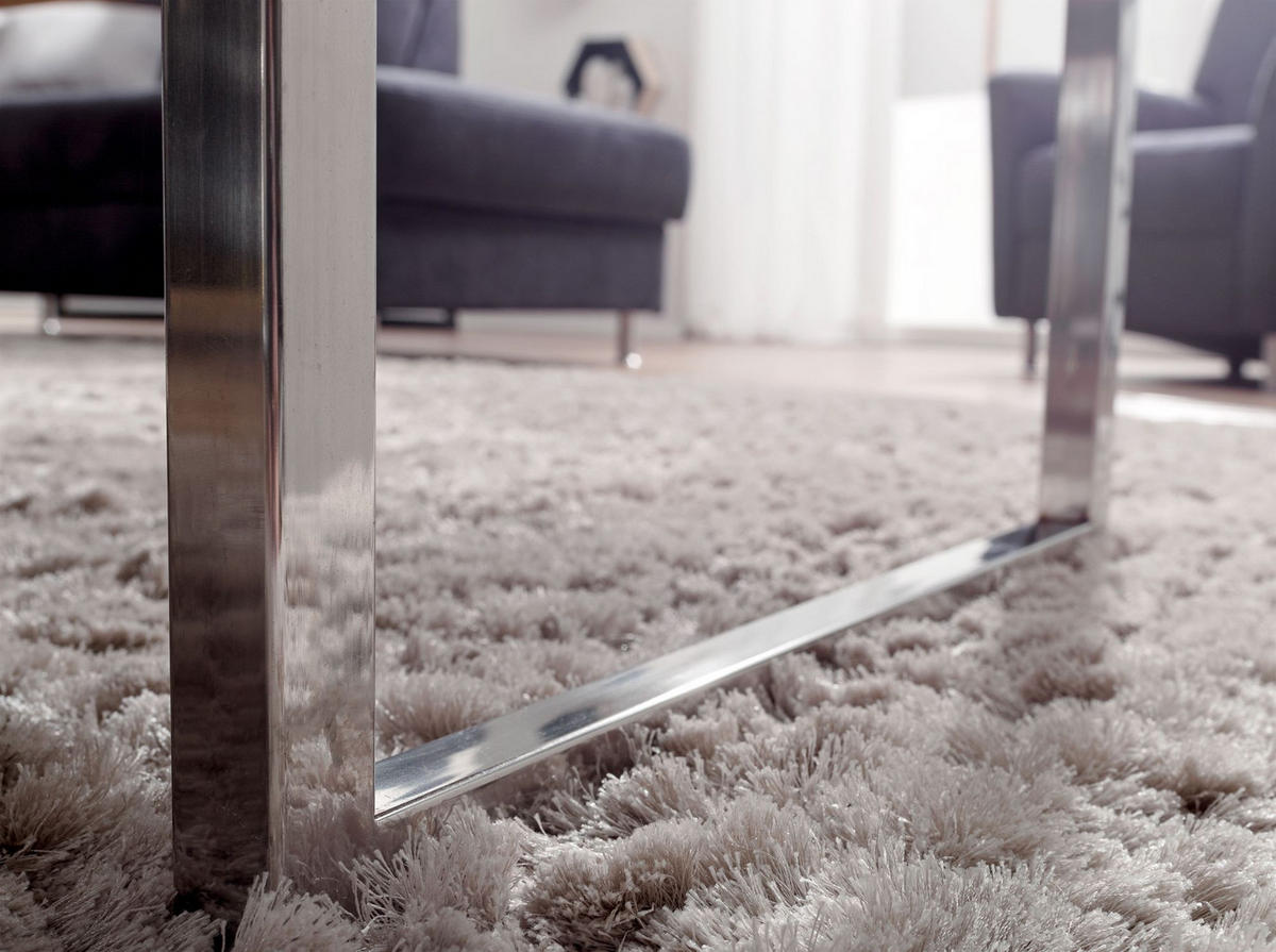 COUCHTISCH Massivholz mit Chromfüßen Handgefertigt, Braun 120x60x40 cm - Silberfarben/Braun, Holz/Metall (60/120/40cm) - KADIMA DESIGN