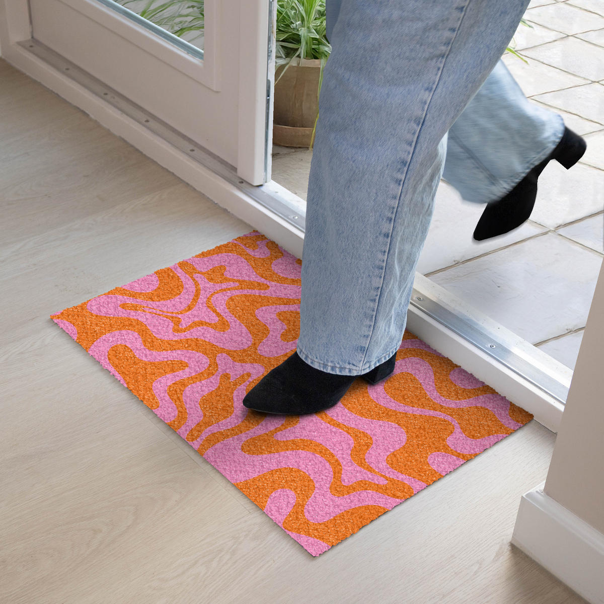 FUSSMATTE Muster - Rosa - Orange - Abstrakt - Modern 60x40 cm - Pink, Kunststoff (60/0.4cm) - MuchoWow