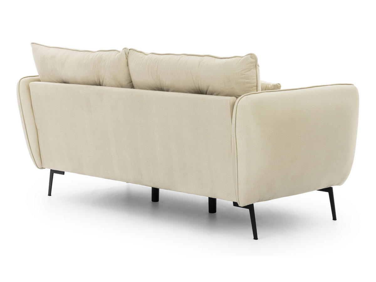3-SITZER-SOFA Nordloft Beige Samt - Beige/Schwarz, Holz/Textil (204/86/100cm) - S-Style Möbel