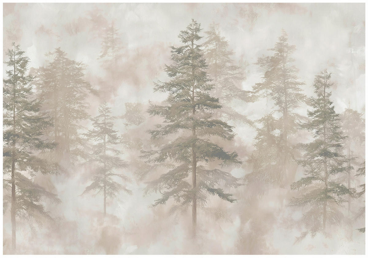 FOTOTAPETE Wald Bäume Beige 200x140 cm - Multicolor, Papier (200/140cm) - Wallarena