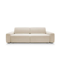 SOFA 4-Sitzer freistehend, Bettzeugcontainer, Polsterung aus PUR-Schaum, Stoff Raven, Schlaffunktion: 120x200 cm, Größe: 257x82x105 cm, Sand - Sandfarben, Holz/Textil (257/82/105cm) - DomoHome