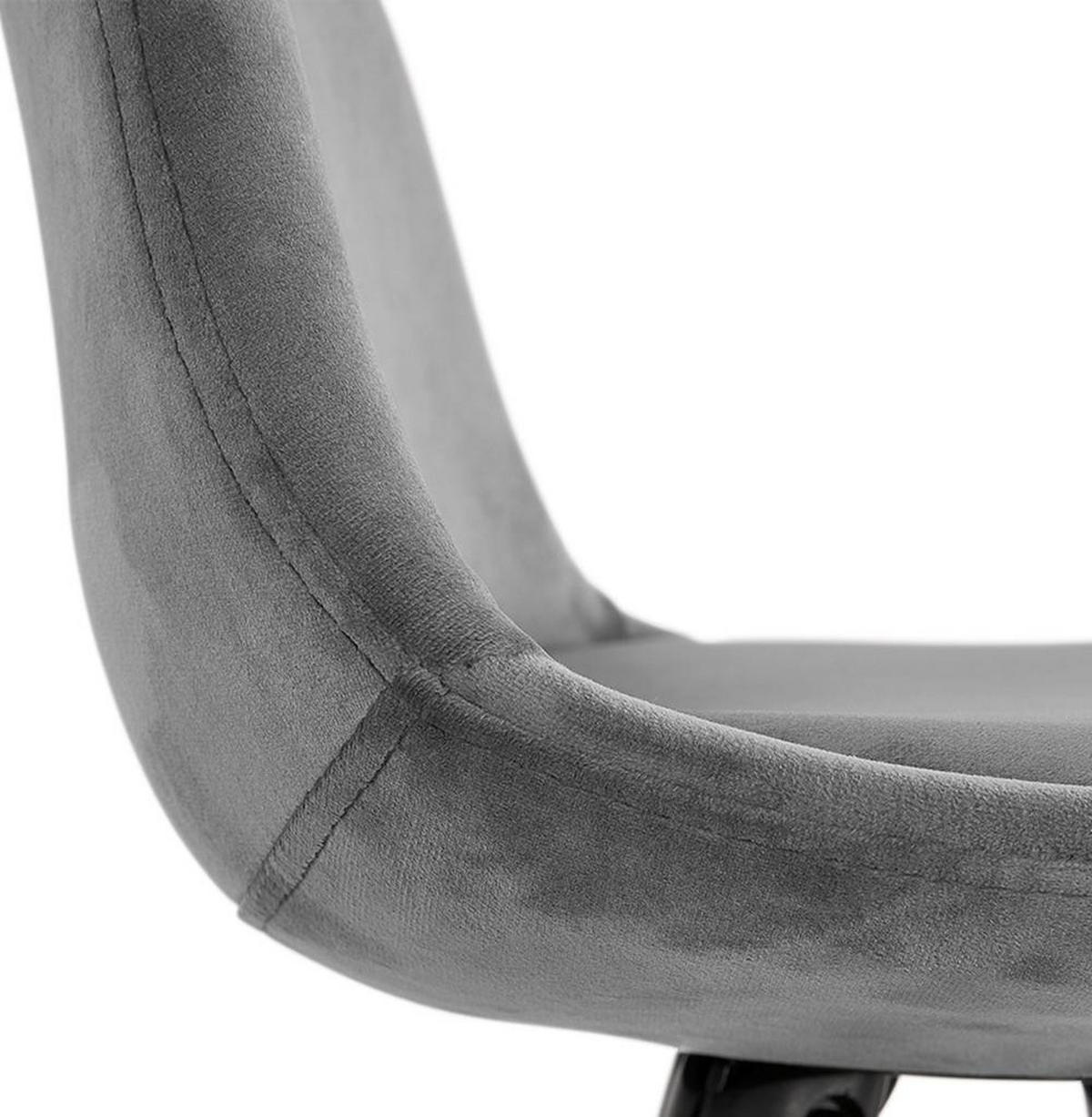 BARHOCKER Samt Holzbeine Sitzhöhe 75cm Eleganter Stil LURALI, Grau 41x41x97 cm - Schwarz/Grau, Buchenholz/Textil (41/97/41cm) - KADIMA DESIGN